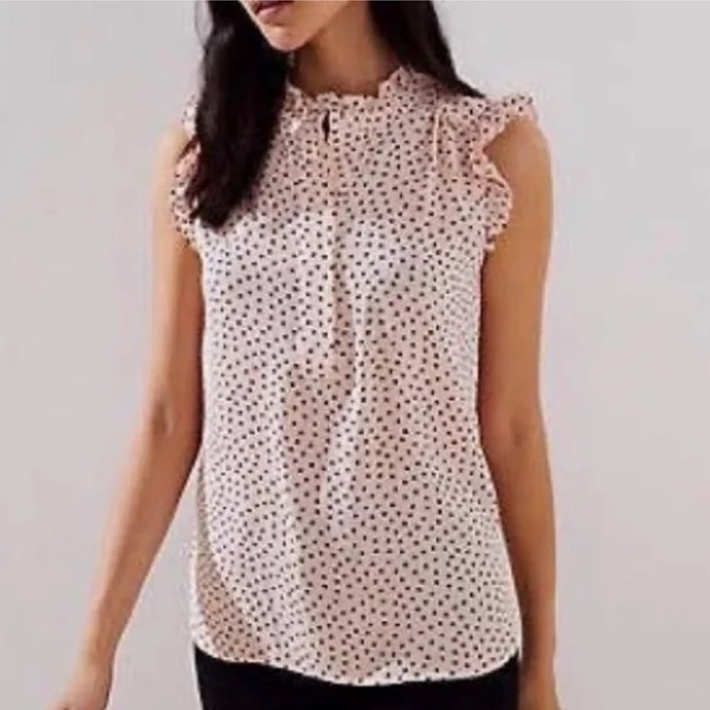 LOFT Pink Polka Dot Blouse